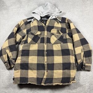 Canyon Guide Plaid Quilt Lined Shacket Hooded Mens Medium Buffalo Plaid Utility